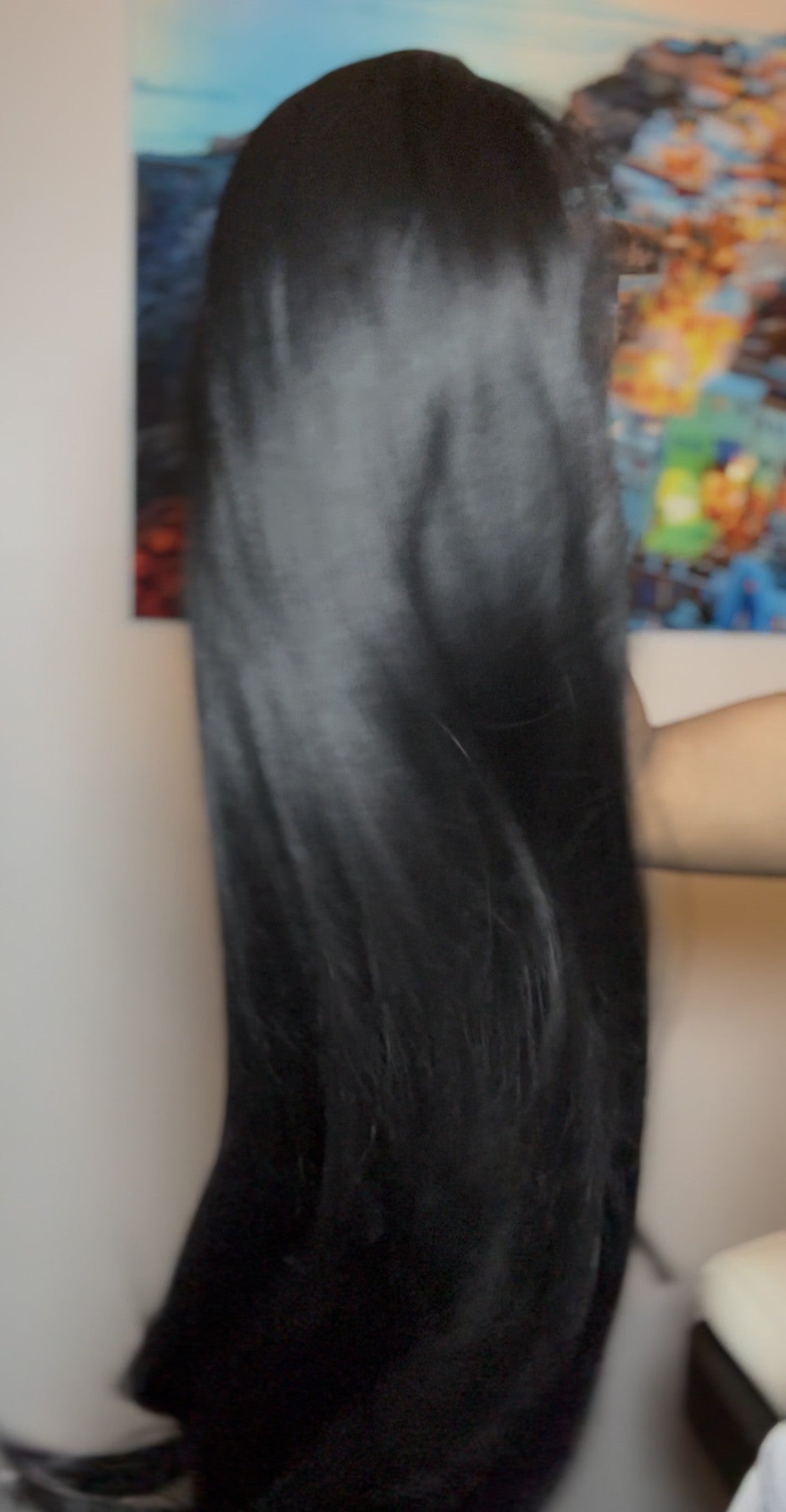 black synthetic wig straight